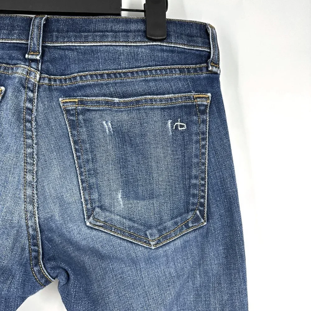 Rag & Bone Dre Low-Rise Slim Boyfriend Jeans Phoenix‎ Distressed Wash Size 25